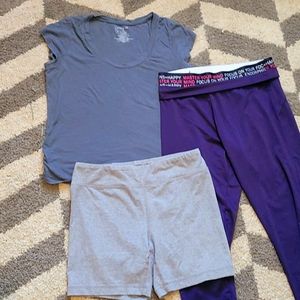 Active wear pants with shorts and top